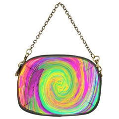 Groovy Abstract Purple And Yellow Liquid Swirl Chain Purse (one Side)