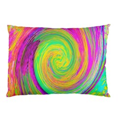 Groovy Abstract Purple And Yellow Liquid Swirl Pillow Case by myrubiogarden