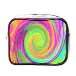 Groovy Abstract Purple And Yellow Liquid Swirl Mini Toiletries Bag (One Side) Front