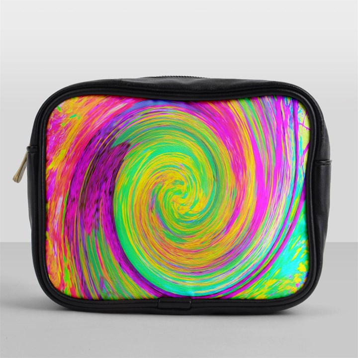 Groovy Abstract Purple And Yellow Liquid Swirl Mini Toiletries Bag (One Side)