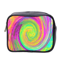 Groovy Abstract Purple And Yellow Liquid Swirl Mini Toiletries Bag (two Sides) by myrubiogarden