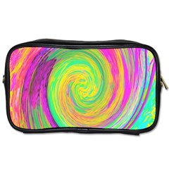 Groovy Abstract Purple And Yellow Liquid Swirl Toiletries Bag (one Side) by myrubiogarden