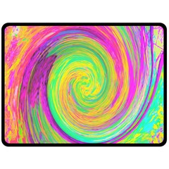 Groovy Abstract Purple And Yellow Liquid Swirl Fleece Blanket (large)  by myrubiogarden