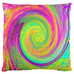 Groovy Abstract Purple And Yellow Liquid Swirl Large Cushion Case (two Sides) by myrubiogarden