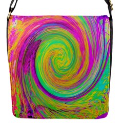 Groovy Abstract Purple And Yellow Liquid Swirl Flap Closure Messenger Bag (s) by myrubiogarden