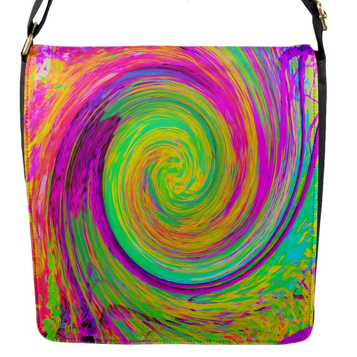 Groovy Abstract Purple And Yellow Liquid Swirl Flap Closure Messenger Bag (S)