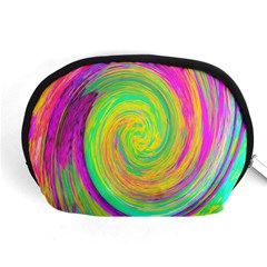 Groovy Abstract Purple And Yellow Liquid Swirl Accessory Pouch (medium) by myrubiogarden