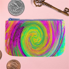 Groovy Abstract Purple And Yellow Liquid Swirl Large Coin Purse by myrubiogarden