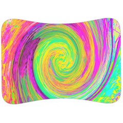 Groovy Abstract Purple And Yellow Liquid Swirl Velour Seat Head Rest Cushion by myrubiogarden