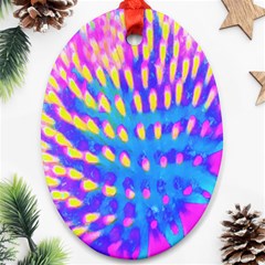 Pink, Blue And Yellow Abstract Coneflower Ornament (oval) by myrubiogarden