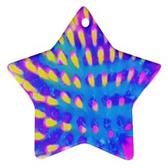 Pink, Blue And Yellow Abstract Coneflower Ornament (star)