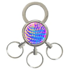 Pink, Blue And Yellow Abstract Coneflower 3-ring Key Chains by myrubiogarden