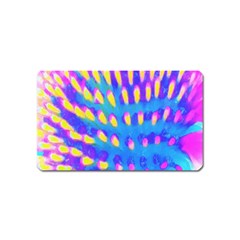 Pink, Blue And Yellow Abstract Coneflower Magnet (name Card) by myrubiogarden