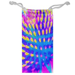 Pink, Blue And Yellow Abstract Coneflower Jewelry Bag by myrubiogarden