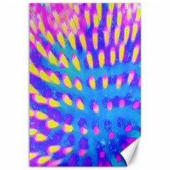 Pink, Blue And Yellow Abstract Coneflower Canvas 12  X 18  by myrubiogarden