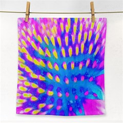 Pink, Blue And Yellow Abstract Coneflower Face Towel