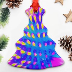 Pink, Blue And Yellow Abstract Coneflower Christmas Tree Ornament (two Sides)