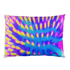 Pink, Blue And Yellow Abstract Coneflower Pillow Case (two Sides) by myrubiogarden