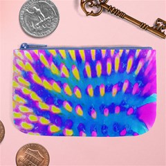 Pink, Blue And Yellow Abstract Coneflower Large Coin Purse by myrubiogarden