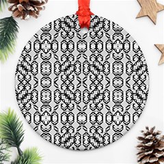 Black And White Intricate Modern Geometric Pattern Ornament (round)