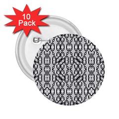 Black And White Intricate Modern Geometric Pattern 2 25  Buttons (10 Pack) 