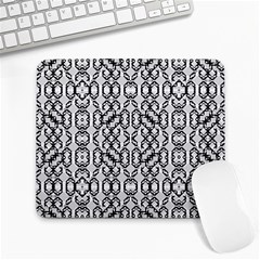 Black And White Intricate Modern Geometric Pattern Large Mousepads by dflcprintsclothing