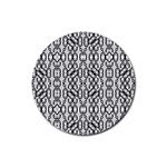 Black And White Intricate Modern Geometric Pattern Rubber Round Coaster (4 pack)  Front