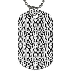 Black And White Intricate Modern Geometric Pattern Dog Tag (two Sides) by dflcprintsclothing