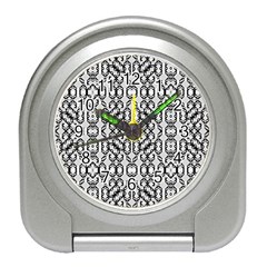 Black And White Intricate Modern Geometric Pattern Travel Alarm Clock