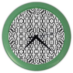 Black And White Intricate Modern Geometric Pattern Color Wall Clock by dflcprintsclothing