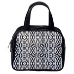 Black And White Intricate Modern Geometric Pattern Classic Handbag (One Side) Front