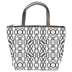 Black And White Intricate Modern Geometric Pattern Bucket Bag by dflcprintsclothing