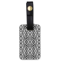 Black And White Intricate Modern Geometric Pattern Luggage Tags (one Side) 