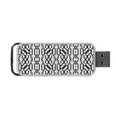 Black And White Intricate Modern Geometric Pattern Portable Usb Flash (two Sides) by dflcprintsclothing