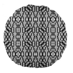 Black And White Intricate Modern Geometric Pattern Large 18  Premium Round Cushions by dflcprintsclothing