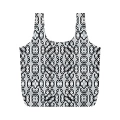 Black And White Intricate Modern Geometric Pattern Full Print Recycle Bag (m) by dflcprintsclothing