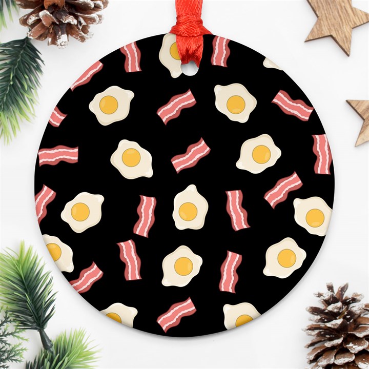 Bacon and Egg Pop Art Pattern Ornament (Round)