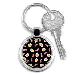 Bacon And Egg Pop Art Pattern Key Chains (round)  by Valentinaart