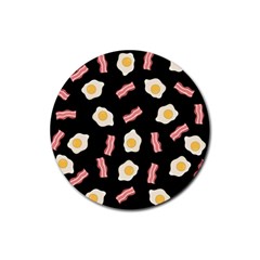 Bacon And Egg Pop Art Pattern Rubber Coaster (round)  by Valentinaart