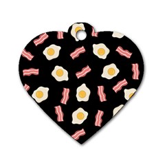 Bacon And Egg Pop Art Pattern Dog Tag Heart (two Sides) by Valentinaart