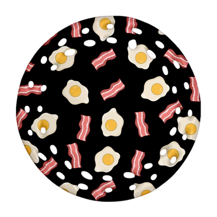 Bacon and Egg Pop Art Pattern Ornament (Round Filigree)