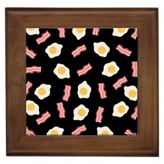 Bacon And Egg Pop Art Pattern Framed Tiles by Valentinaart