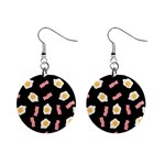 Bacon and Egg Pop Art Pattern Mini Button Earrings Front