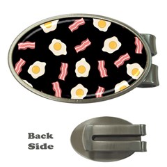 Bacon And Egg Pop Art Pattern Money Clips (oval)  by Valentinaart