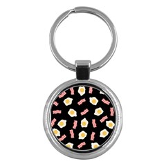 Bacon And Egg Pop Art Pattern Key Chains (round)  by Valentinaart