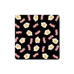 Bacon And Egg Pop Art Pattern Square Magnet by Valentinaart