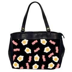 Bacon And Egg Pop Art Pattern Oversize Office Handbag (2 Sides) by Valentinaart