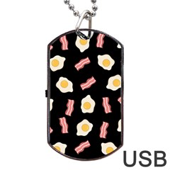 Bacon And Egg Pop Art Pattern Dog Tag Usb Flash (two Sides) by Valentinaart