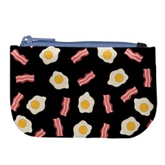 Bacon And Egg Pop Art Pattern Large Coin Purse by Valentinaart