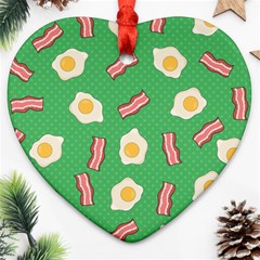 Bacon And Egg Pop Art Pattern Ornament (heart) by Valentinaart